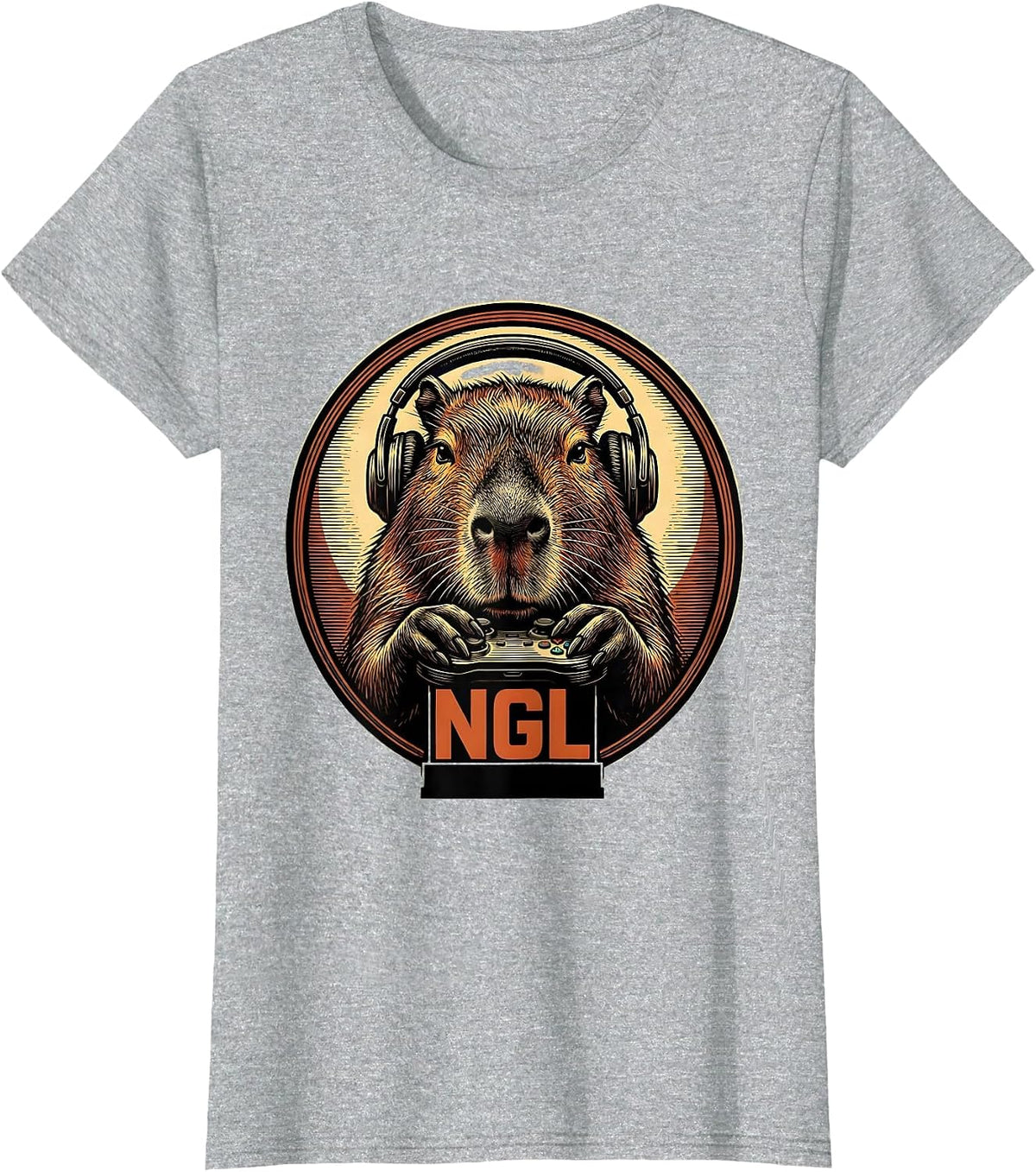 Women's Ngl Funny Capybara Gamer Meme Humor Video Games T-Shirt - Heather Grey