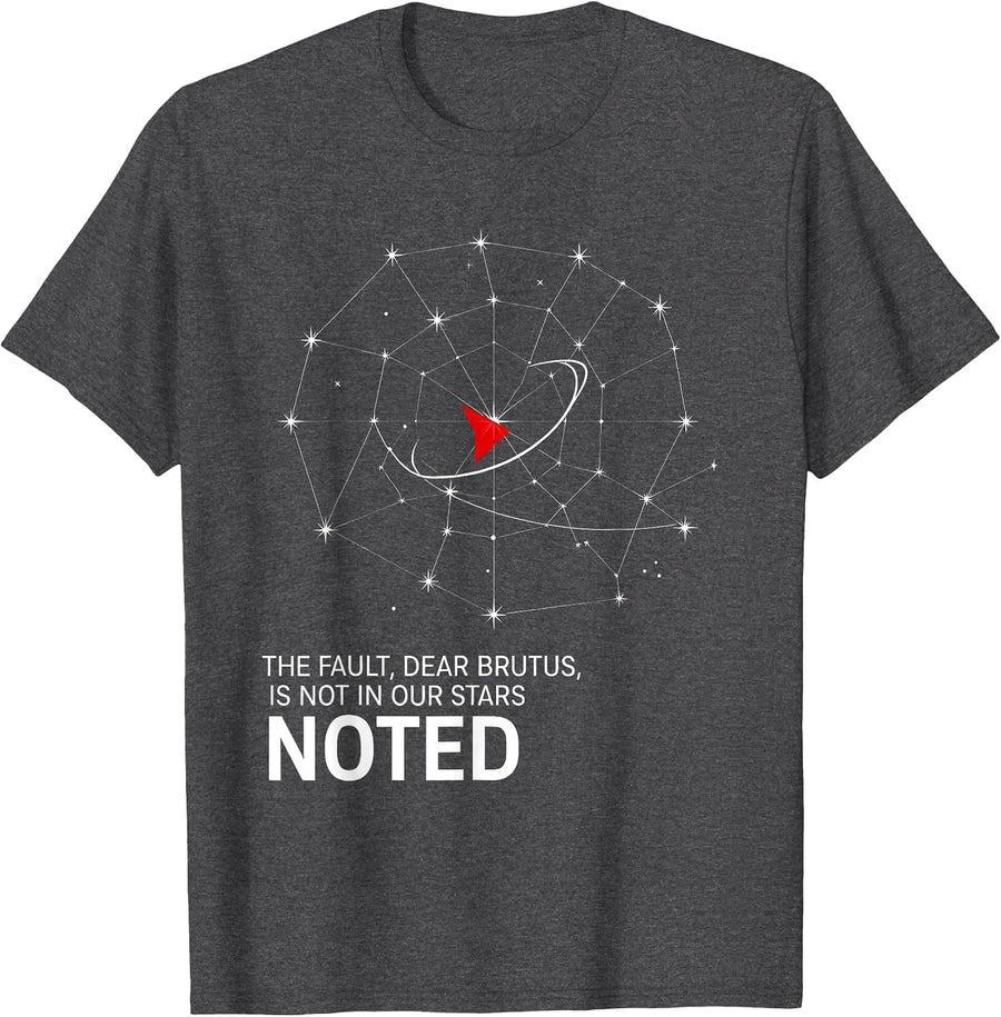 Men's The Fault, Dear Brutus, Is Not In Our Stars — Noted Literary T-Shirt - Dark Heather Grey