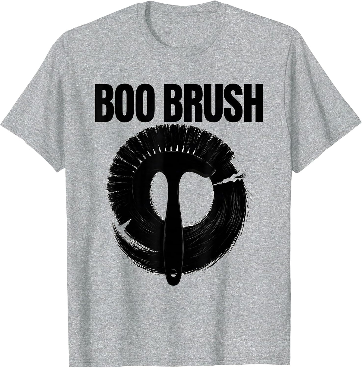 Men's Boo Brush Funny Skeleton Hairstylist Barber Halloween Humor T-Shirt - Heather Grey