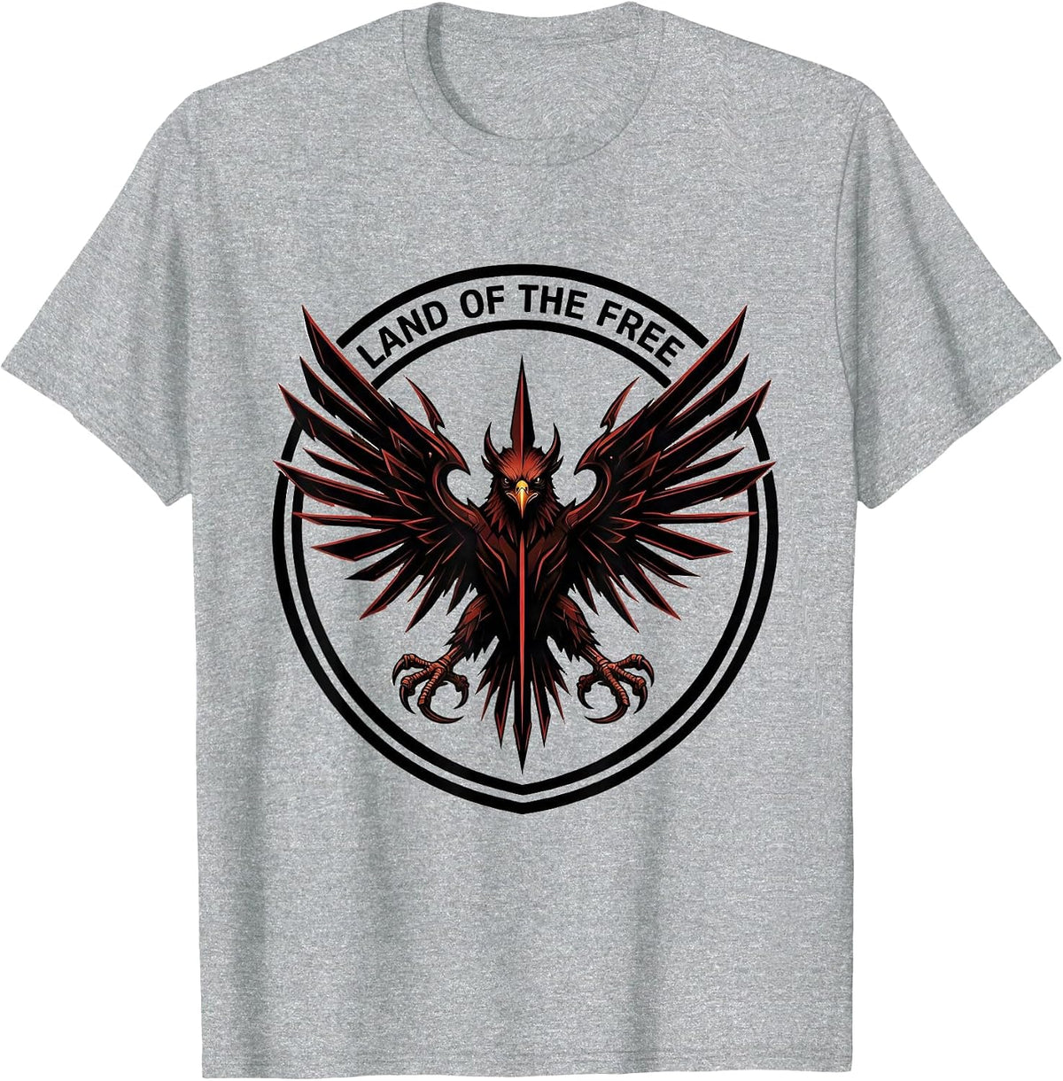 Men's American Flag Eagle Land of the Free Patriotic Design T-Shirt - Heather Grey