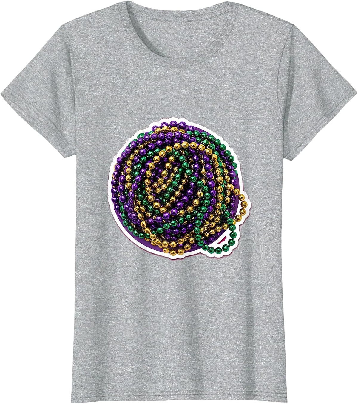 Mardi Gras Colorful Bead Necklaces Pile Design T-Shirt - Heather Grey