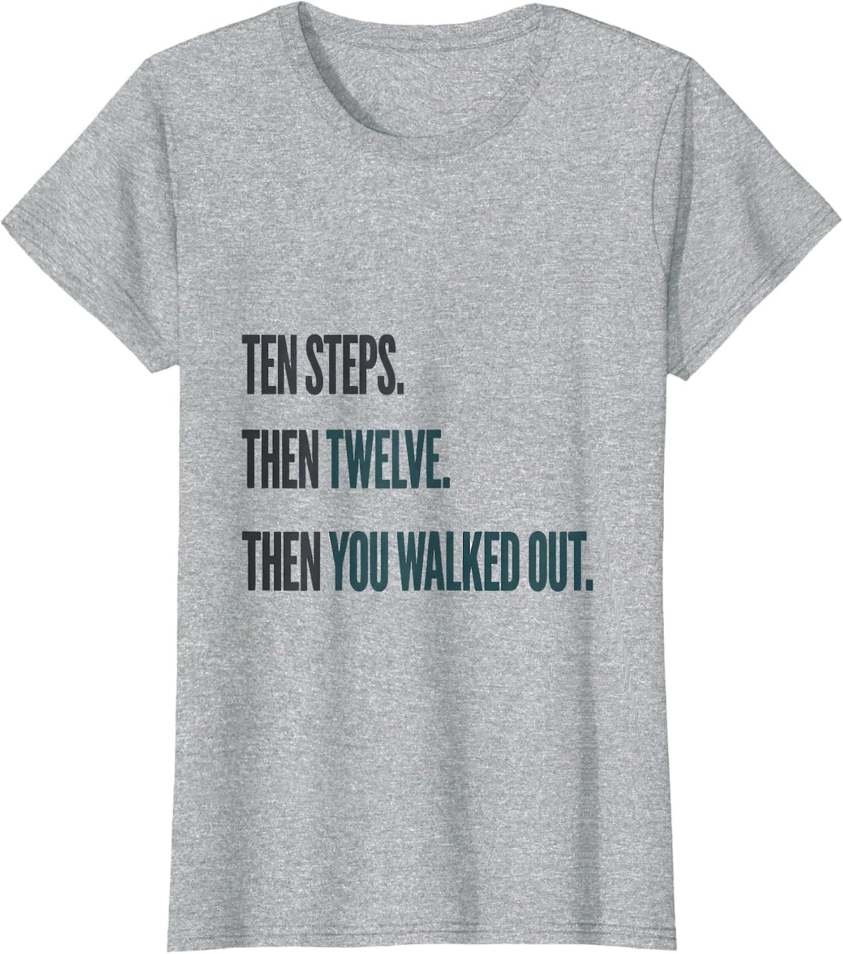 Women's Ten Steps Then Twelve Then You Walked Out Physical Therapist T-Shirt - Heather Grey