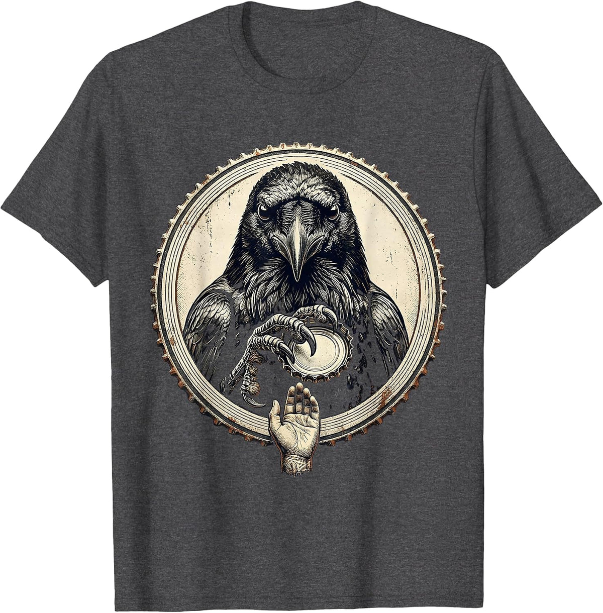 Men's Sealed Crow Vintage Gothic Crow Lover Humor T-Shirt - Dark Heather Grey