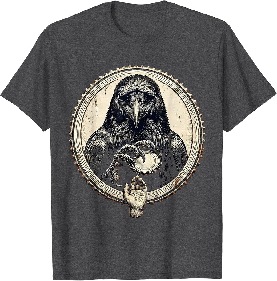 Men's Sealed Crow Vintage Gothic Crow Lover Humor T-Shirt - Dark Heather Grey