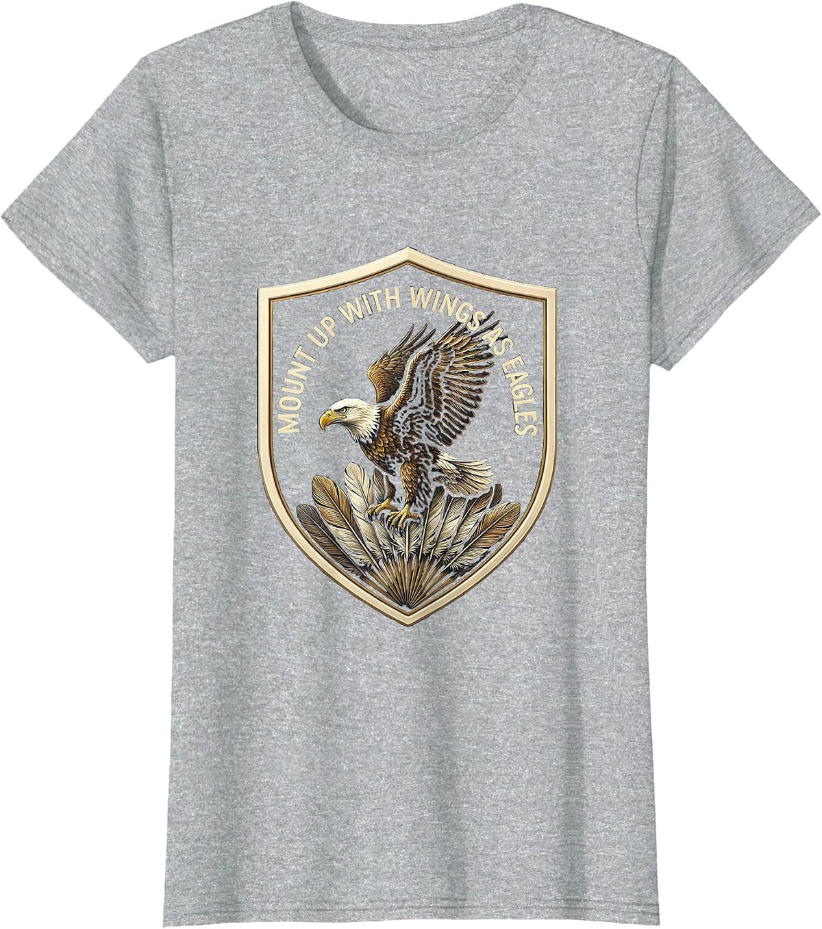 Women's Mount Up With Wings As Eagles Faith Eagle Lover Gift T-Shirt - Heather Grey