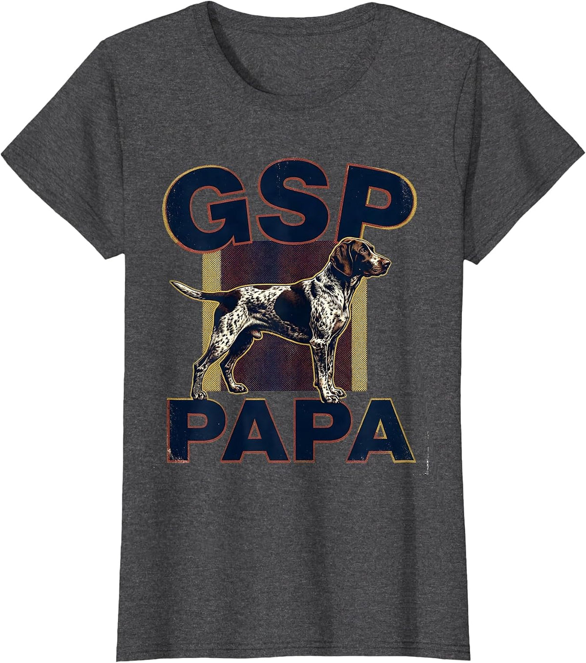 Women's GSP Papa Vintage German Shorthaired Pointer Dog Lover T-Shirt - Dark Heather Grey