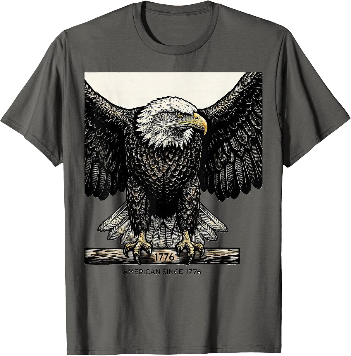 American Since 1776 Bold Eagle Patriotic 250th Anniversary T-Shirt - Asphalt Grey