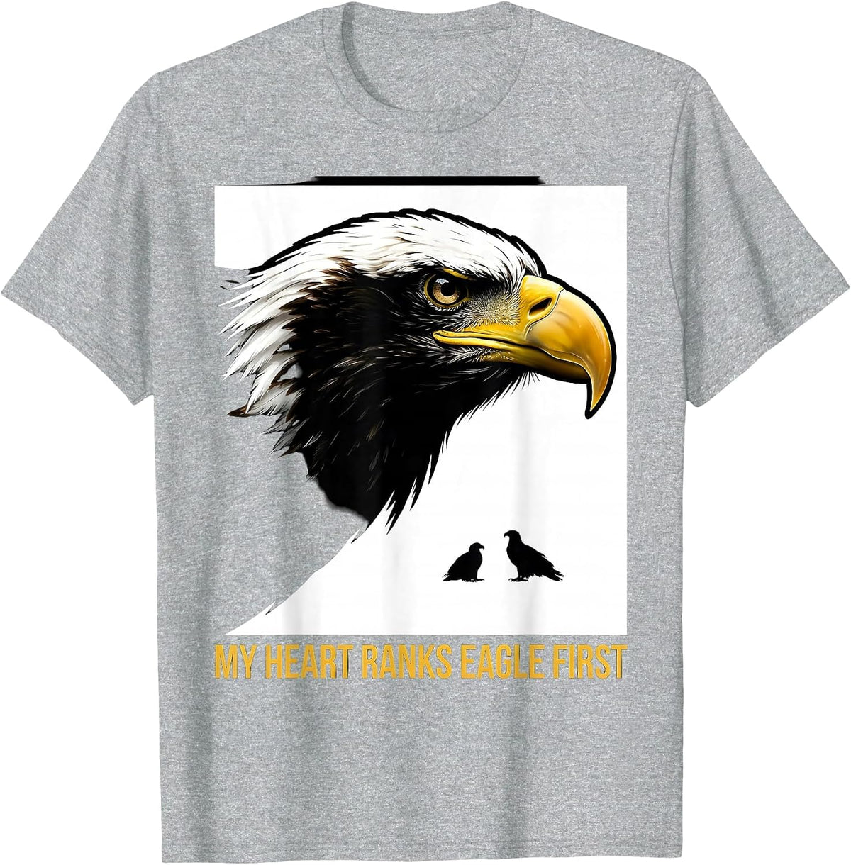 Men's My Heart Ranks Eagle First Playful Eagle Lover Wildlife T-Shirt - Heather Grey