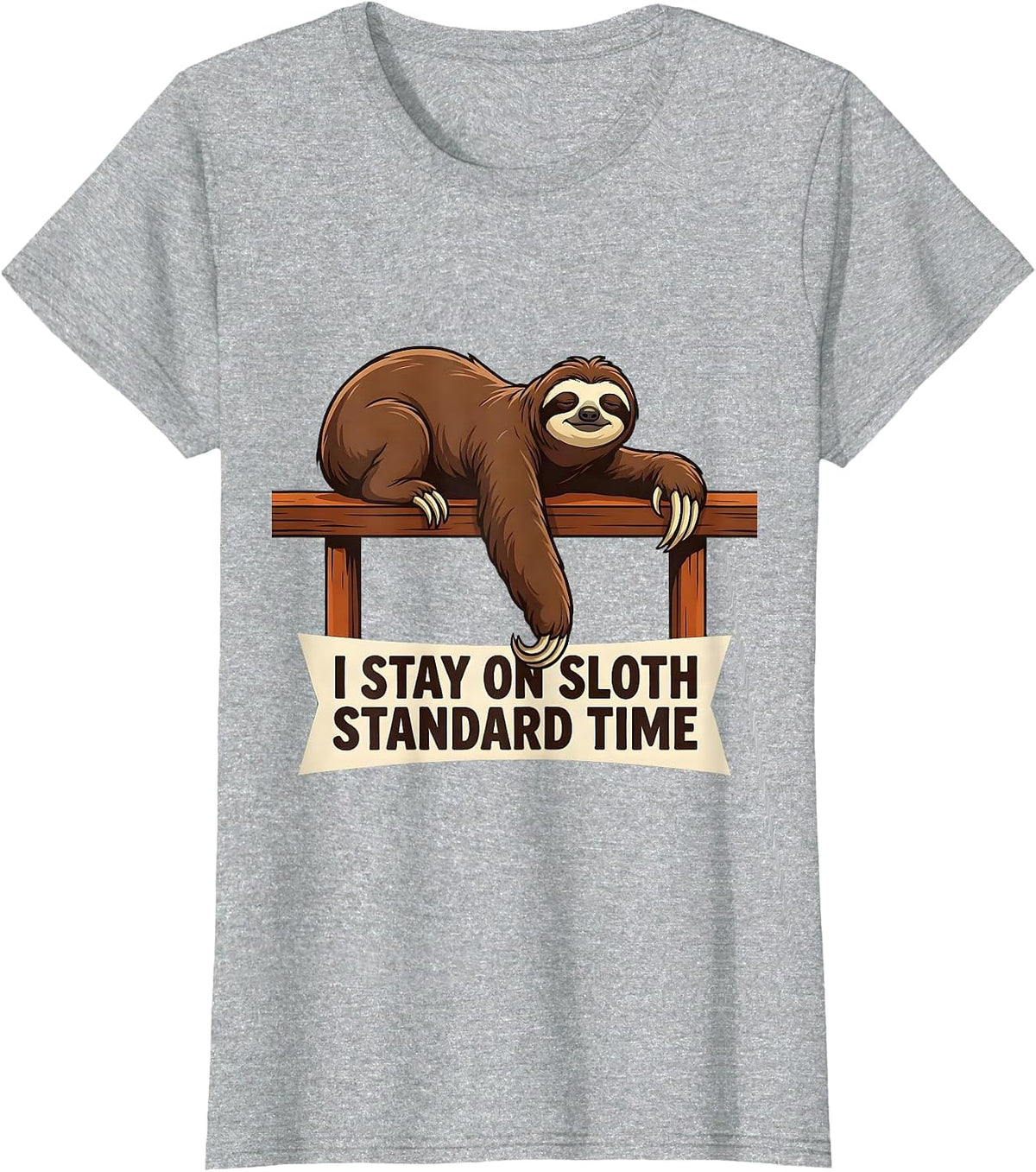 I Stay On Sloth Standard Time Funny Sloth Lover Humor T-Shirt - Heather Grey