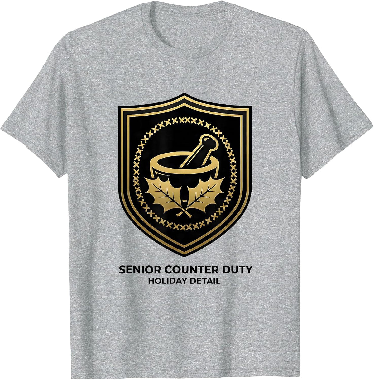 Men's Senior Counter Duty Holiday Detail Funny Pharmacy Squad T-Shirt - Heather Grey