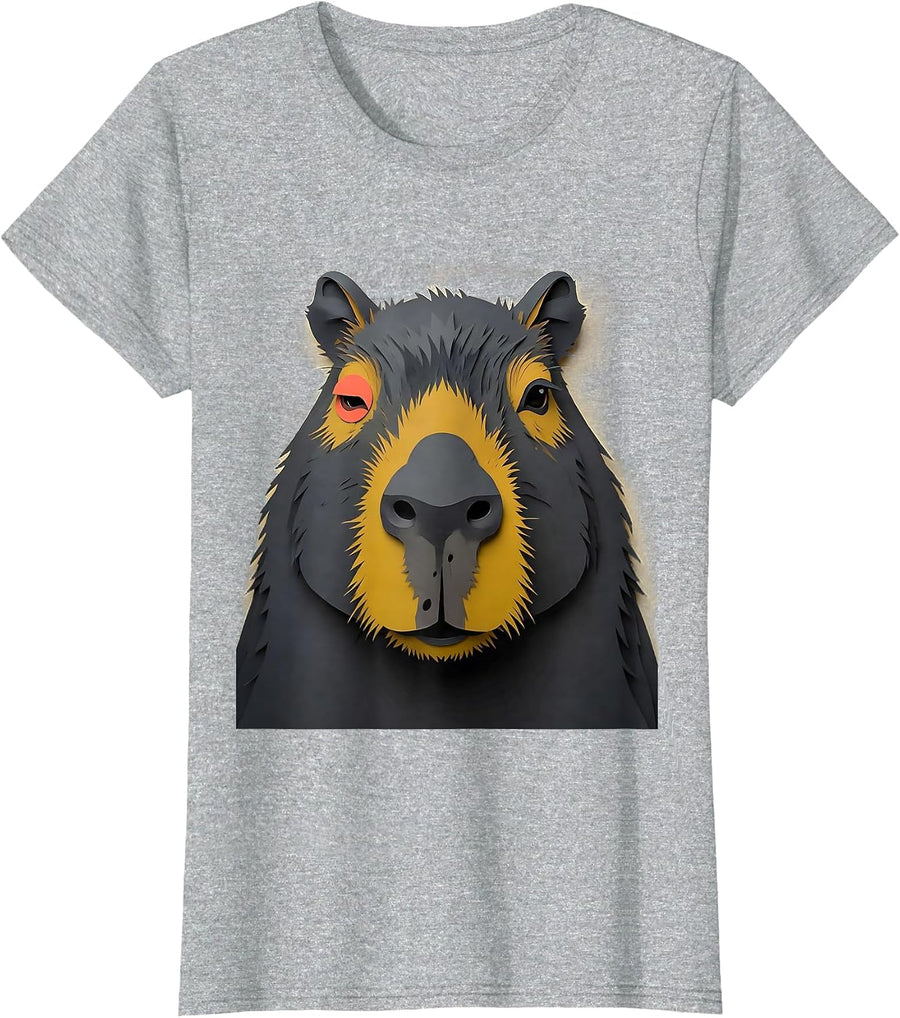Capybara Paper Cutout Funny Gamer Meme Humor T-Shirt - Heather Grey
