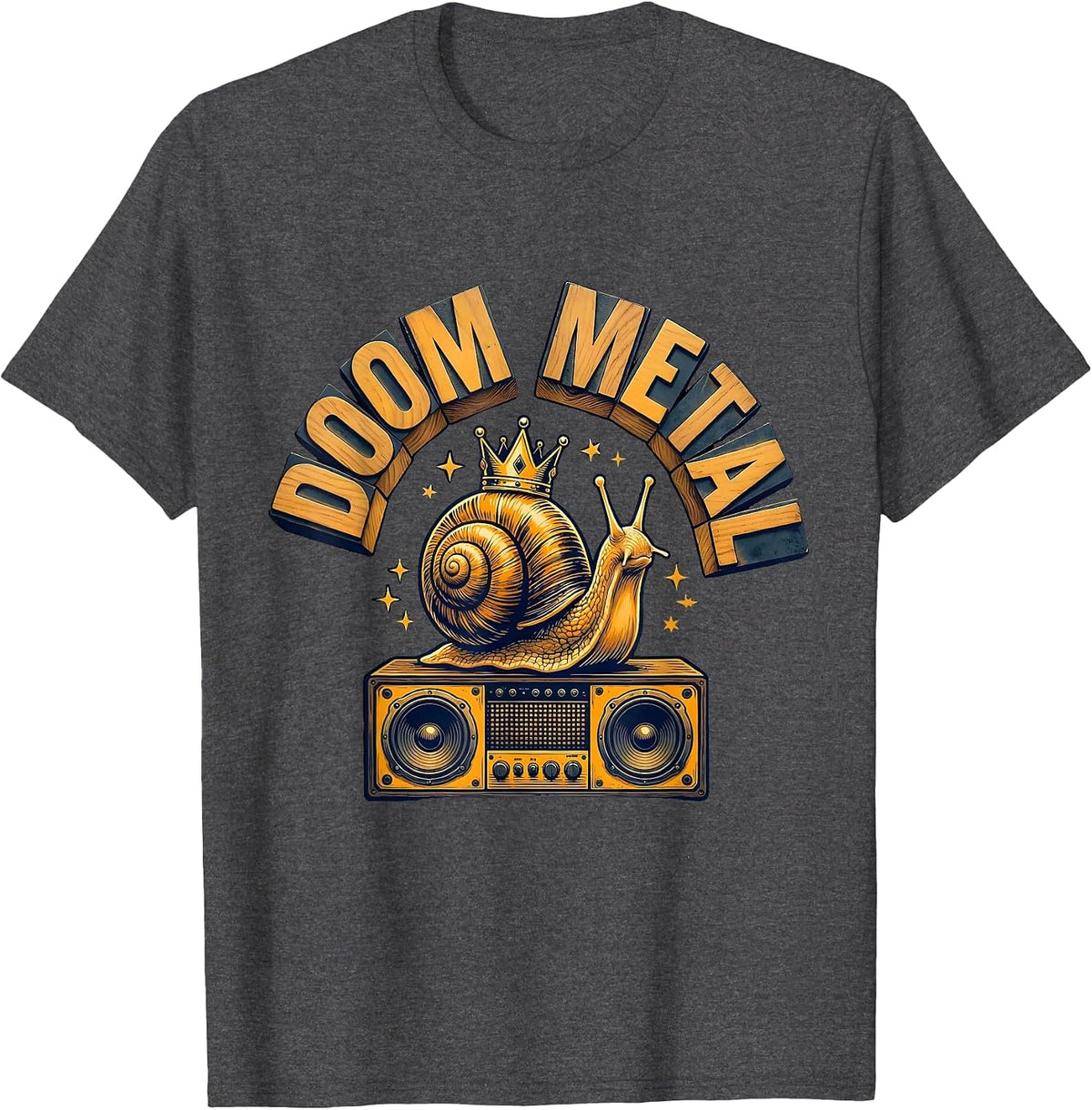 DOOM METAL Funny Heavy Metal Ironic Unicorn Humor T-Shirt - Dark Heather Grey