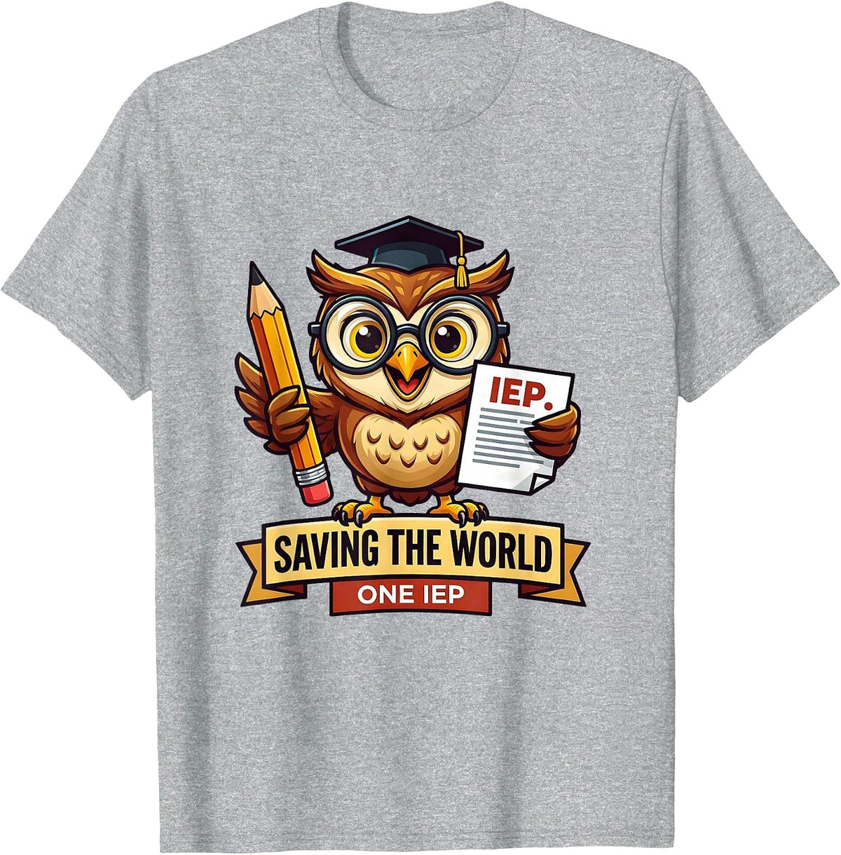 Men's Saving the World One IEP Special Education Teacher T-Shirt - Heather Grey