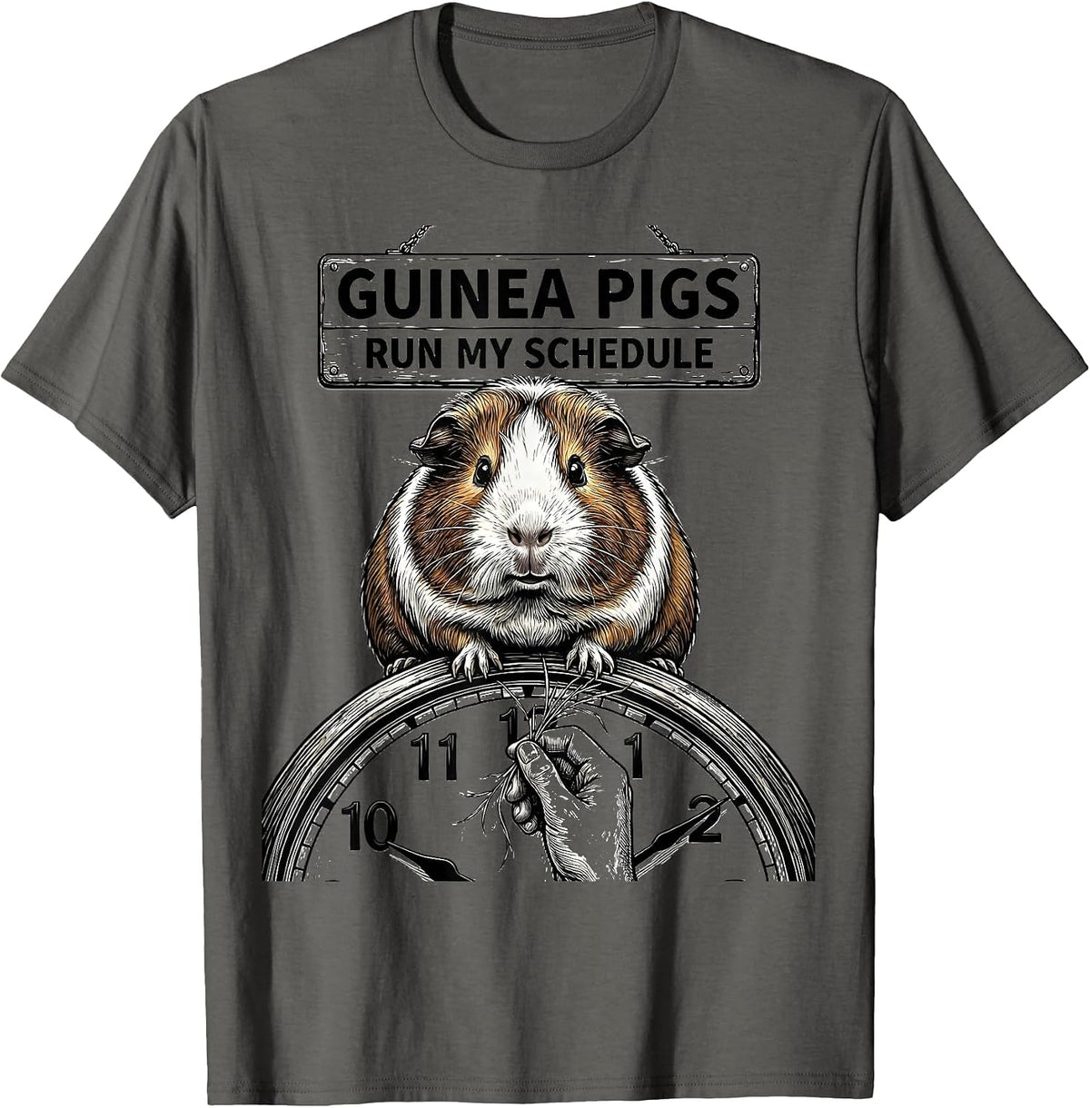 Guinea Pigs Run My Schedule Funny Pig Lover Farm Animal T-Shirt - Asphalt Grey