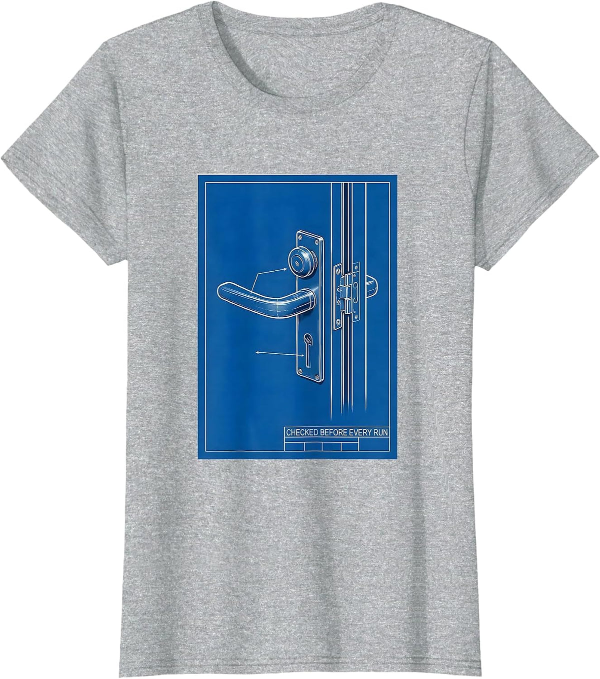Checked Before Every Run Technical Blueprint School Bus T-Shirt - Heather Grey