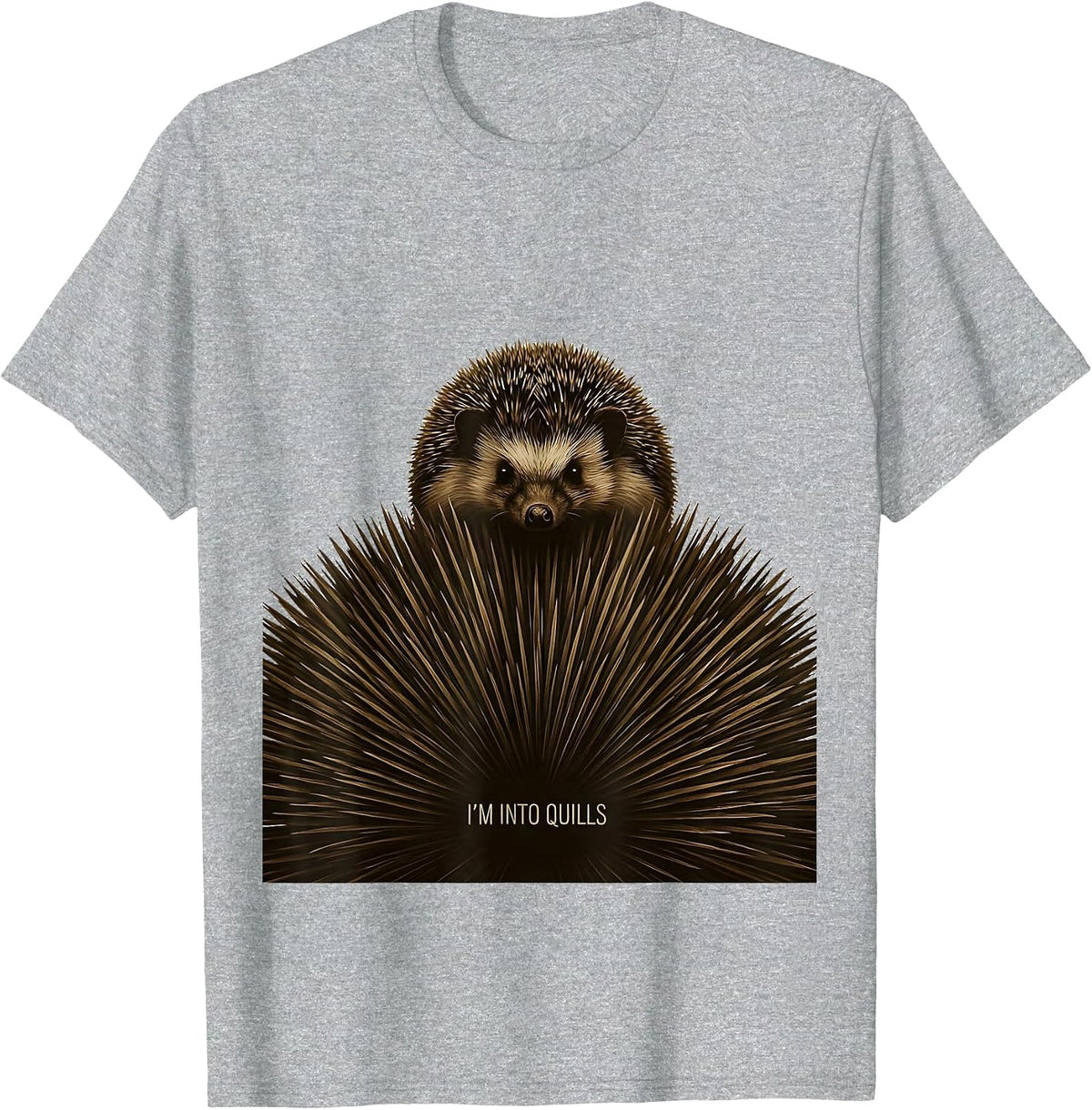 Men's I'm Into Quills Cute Hedgehog Lover Funny Cartoon Humor T-Shirt - Heather Grey