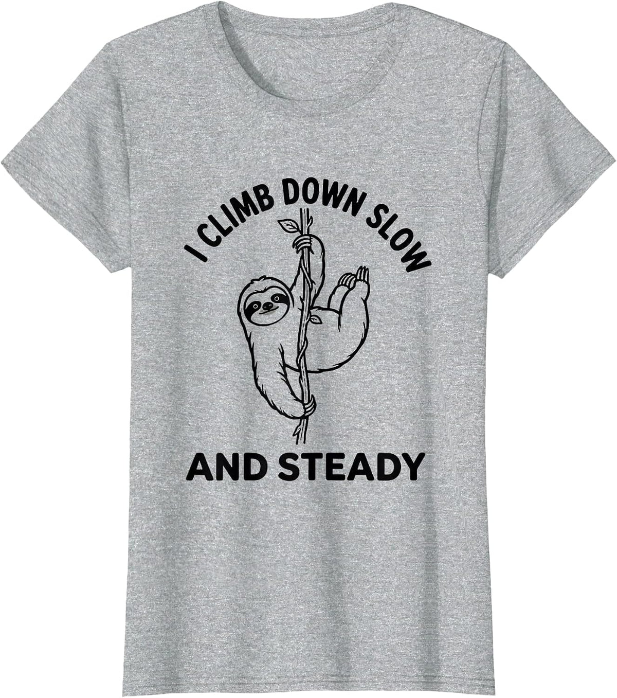 I Climb Down Slow And Steady Funny Sloth Lover Gift T-Shirt - Heather Grey