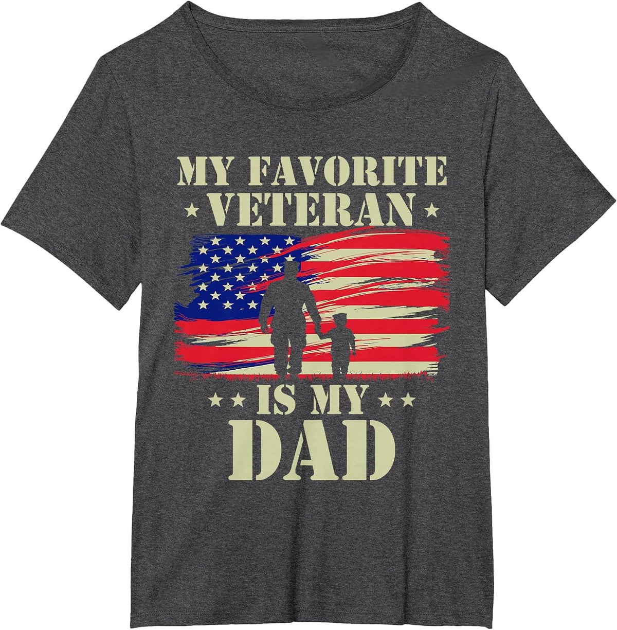 Father Veterans Day My Favorite Veteran is My Dad Proud Kids T-Shirt - Dark Heather Grey