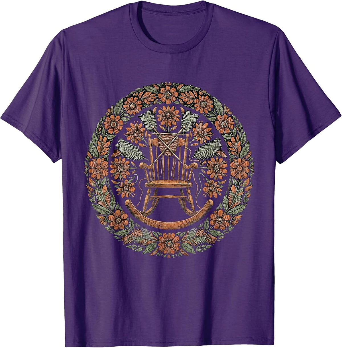 Cozy Rocking Chair Knitting Mom Graphic T-Shirt - Purple