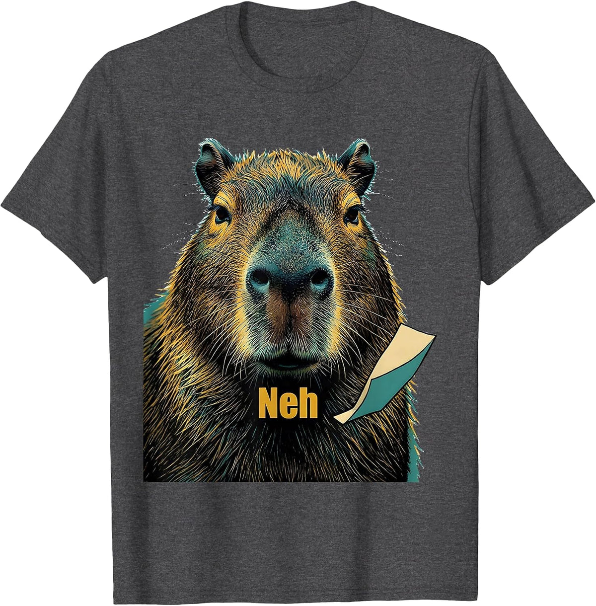 Neh Funny Capybara Meme Animal Humor T-Shirt - Dark Heather Grey