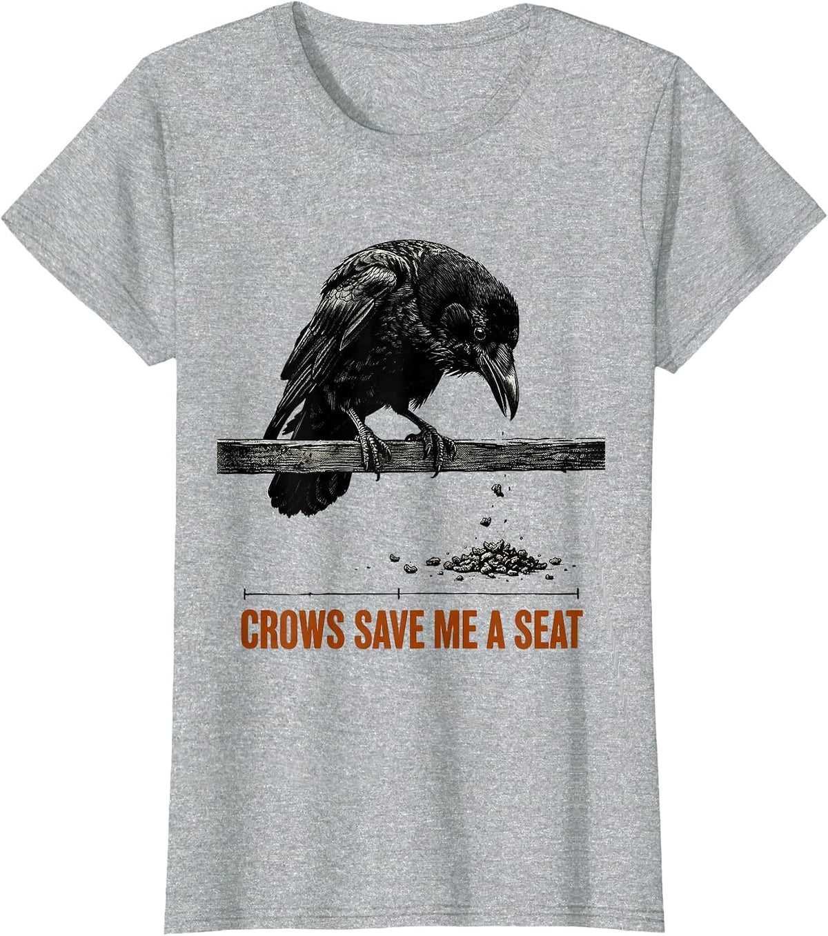 Crows Save Me A Seat Vintage Gothic Crow Humor Bird Lover T-Shirt - Heather Grey