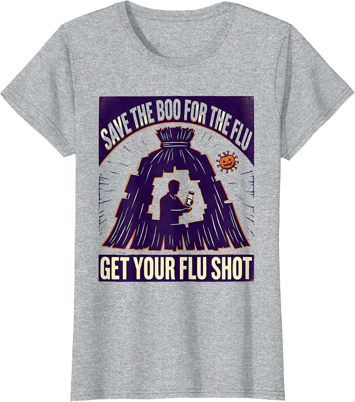 Women's Save The Boo For The Flu, Get Your Flu Shot Funny T-Shirt - Heather Grey