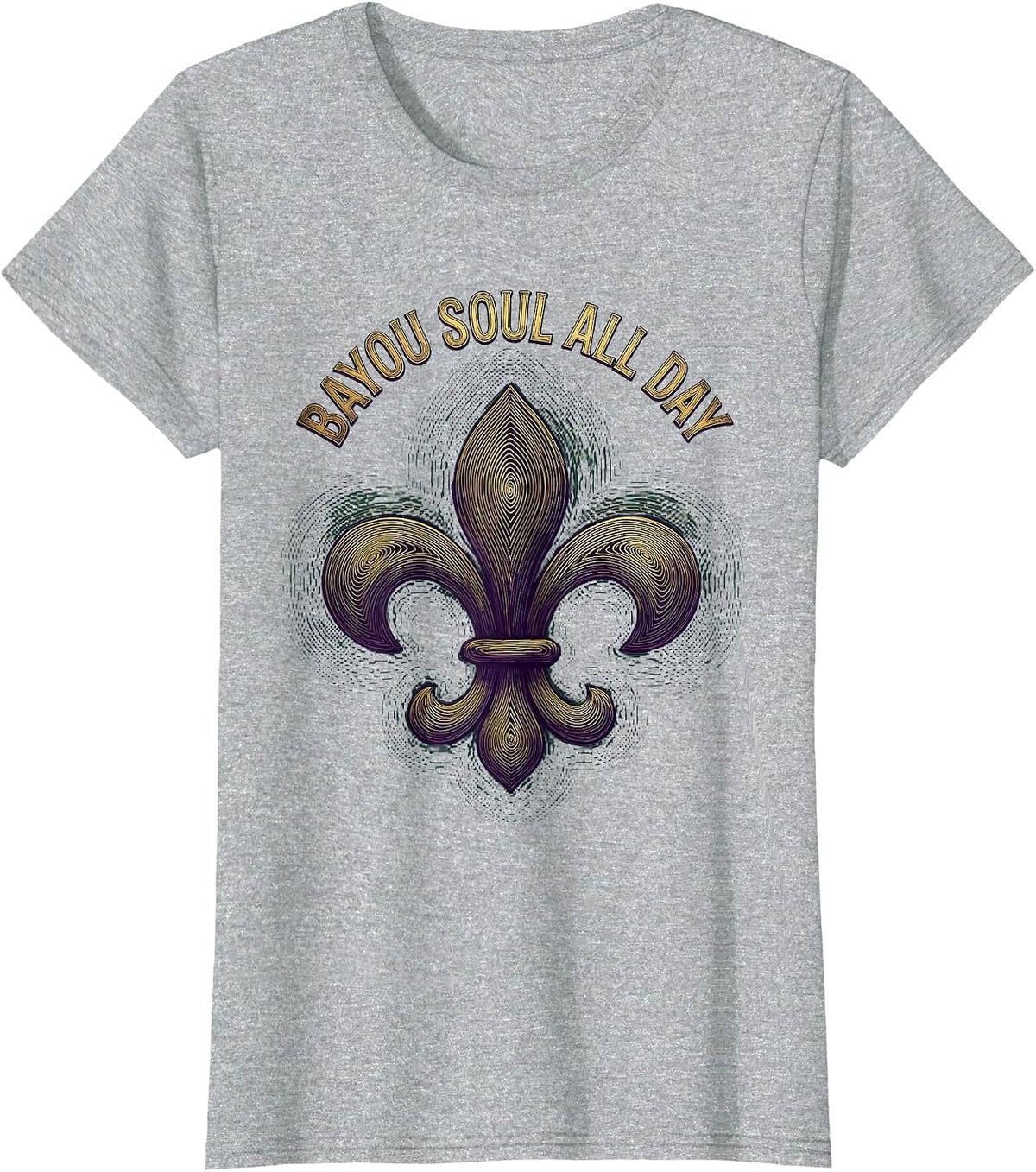 Bayou Soul All Day Mardi Gras Design T-Shirt - Heather Grey