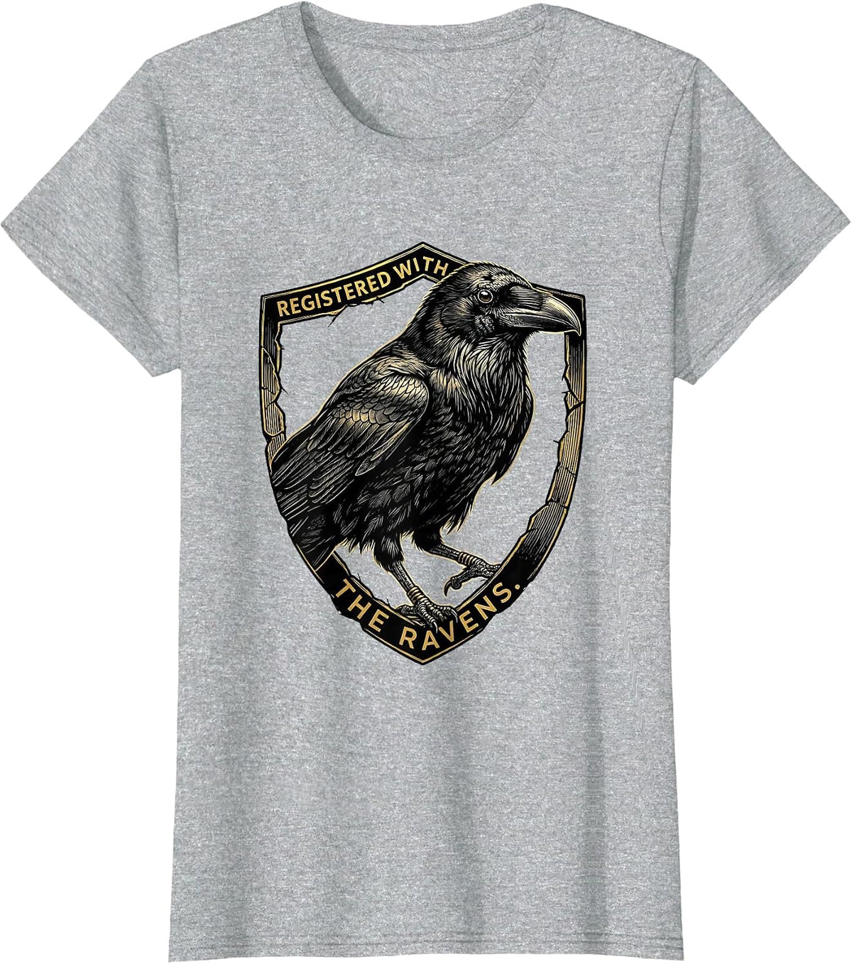 Women's Registered With The Ravens Dark Humor Gothic Bird Lover T-Shirt - Heather Grey