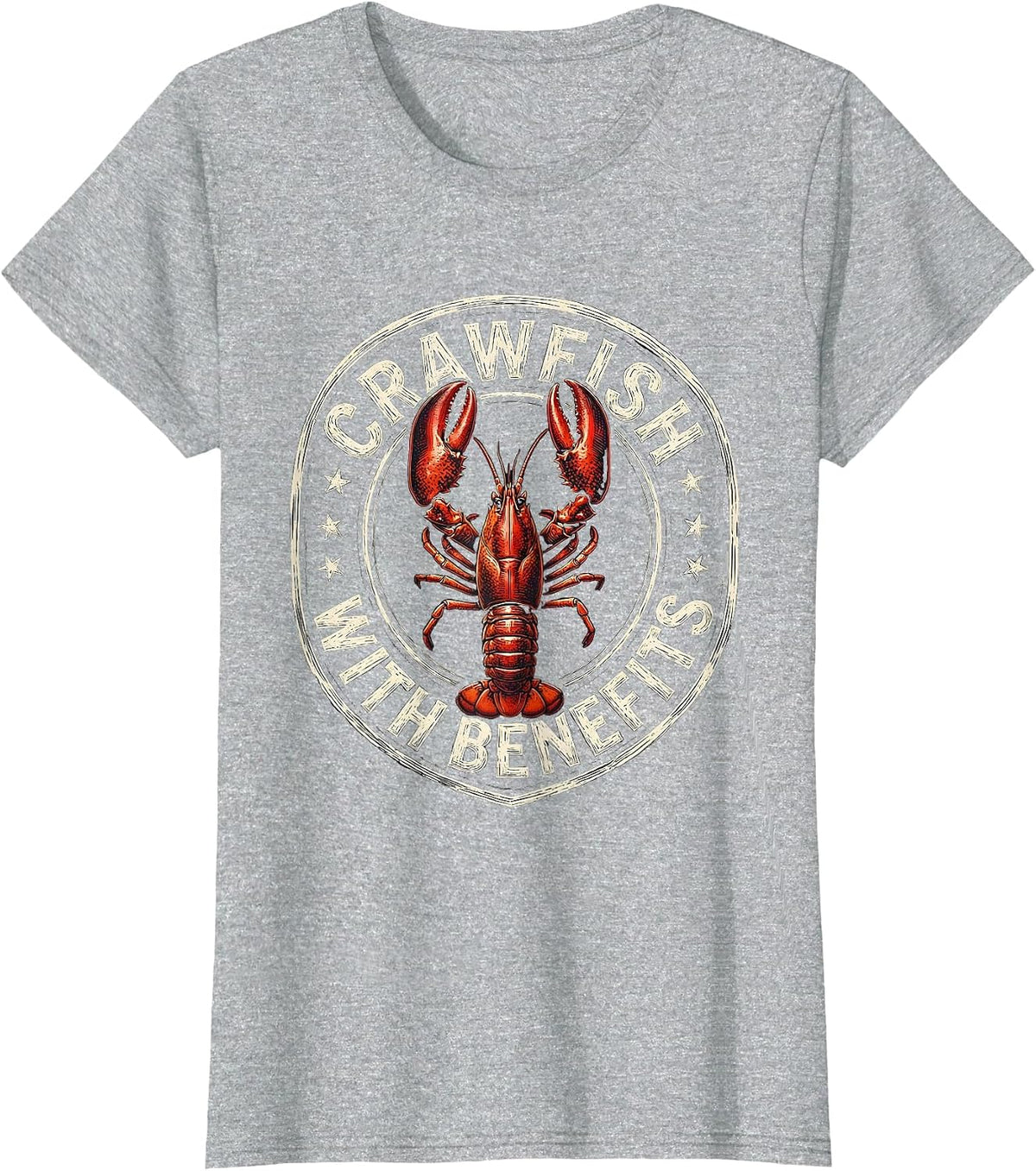 Women's Crawfish With Benefits Funny Cajun Louisiana Mardi Gras T-Shirt - Heather Grey