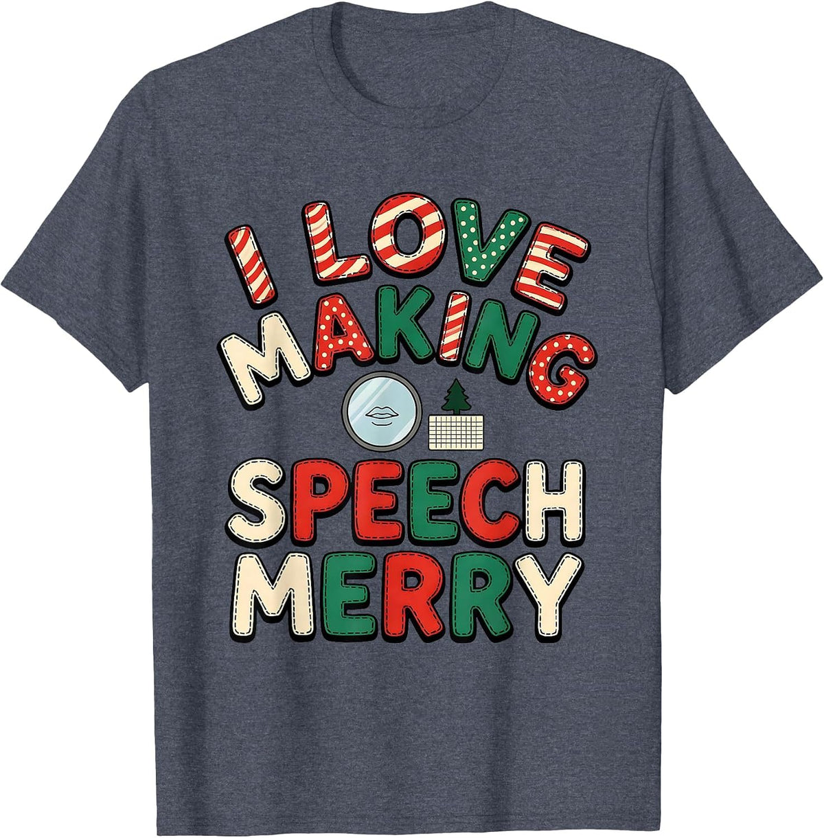 I Love Making Speech Merry Retro Groovy Speech Therapist T-Shirt - Heather Blue