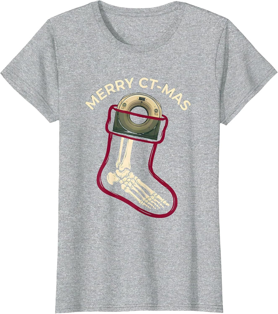 Merry CT-mas Funny Radiology Tech Christmas Xray Tech Humor T-Shirt - Heather Grey