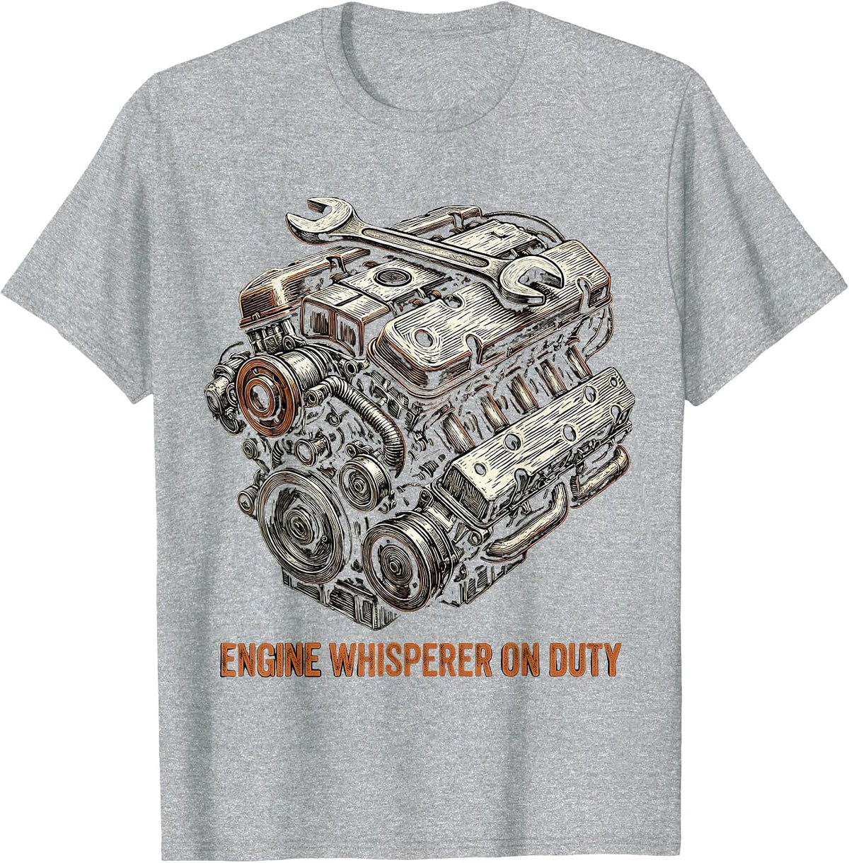 Men's Engine Whisperer On Duty Mechanic Design T-Shirt - Heather Grey