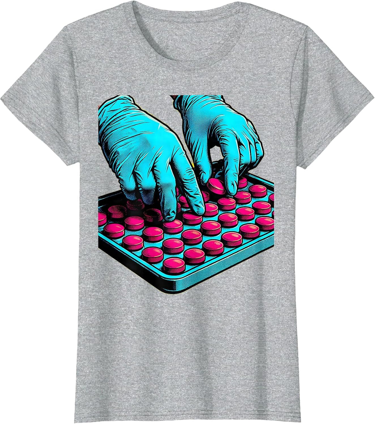 Pharmacy Technician Pill Counting Gloved Hands T-Shirt - Heather Grey