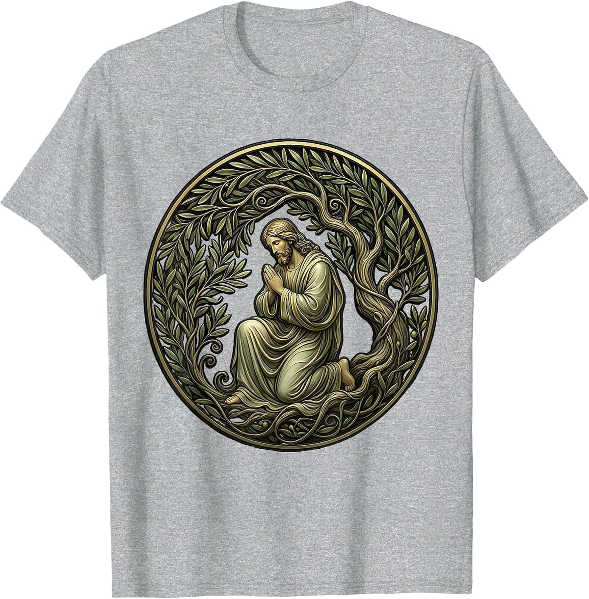 Men's Jesus Kneeling in the Garden of Gethsemane T-Shirt - Heather Grey