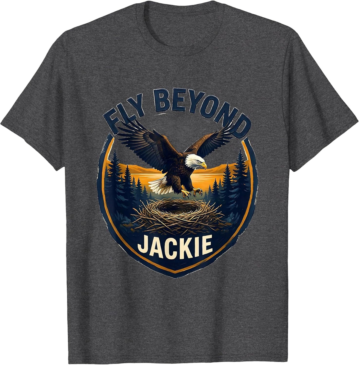 Fly Beyond Jackie Vintage Eagle Memorial Big Bear Lake T-Shirt - Dark Heather Grey