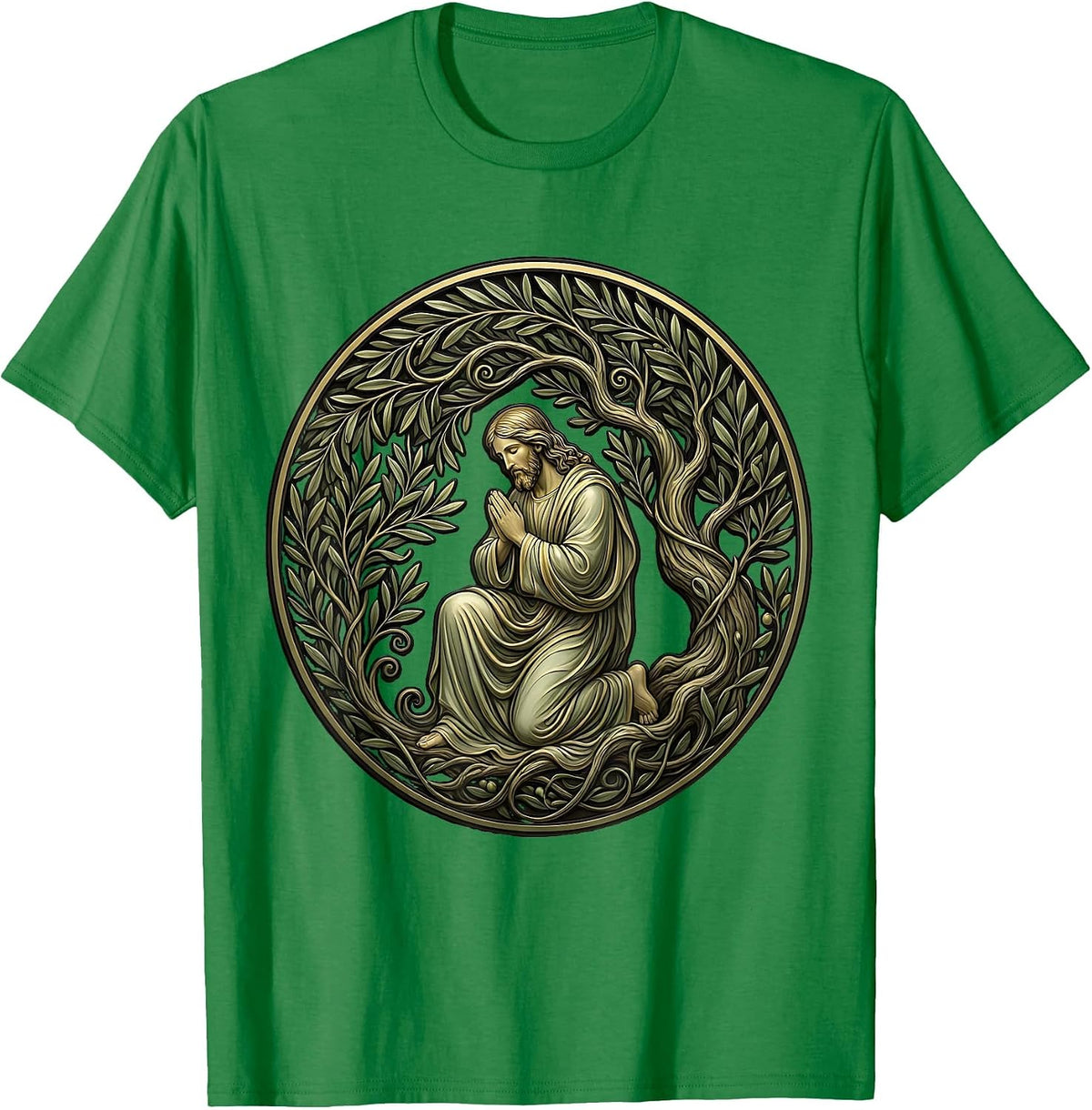 Men's Jesus Kneeling in the Garden of Gethsemane T-Shirt - Kelly Green