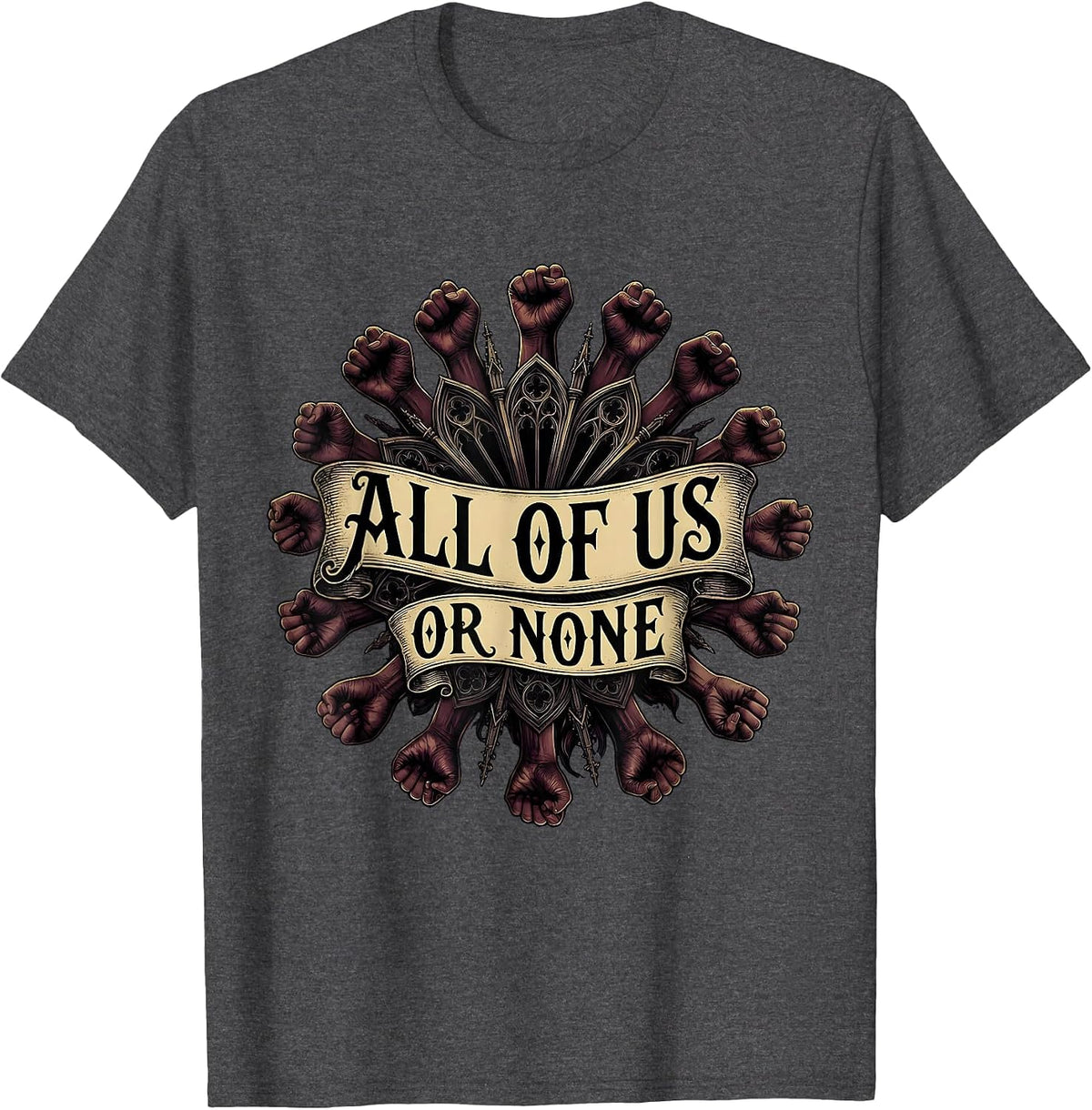 All of Us or None Inclusion Equality Design T-Shirt - Dark Heather Grey