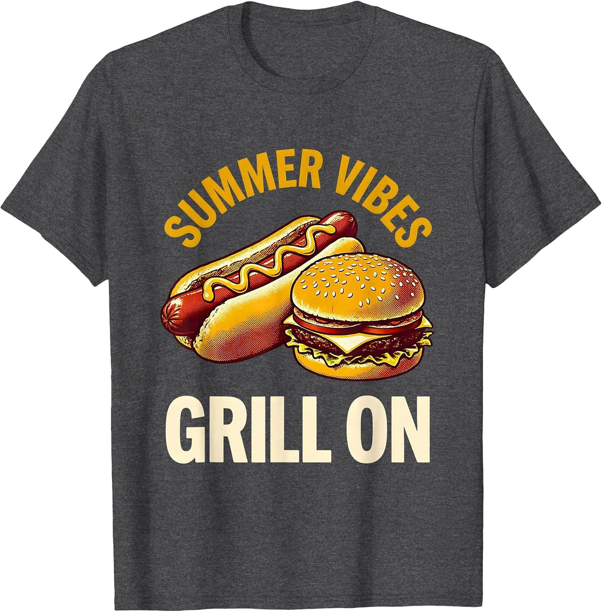 Men's Summer Vibes Grill On Labor Day BBQ Design T-Shirt - Dark Heather Grey
