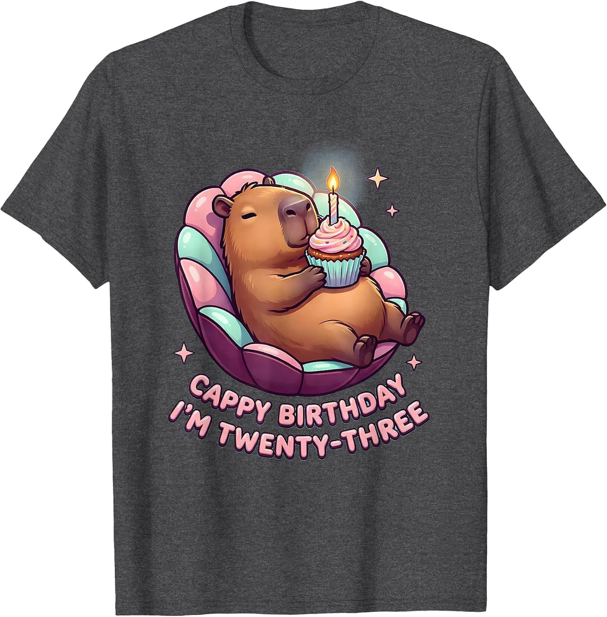 Cappy Birthday, I'm Twenty-Three Cute Kawaii Capybara T-Shirt - Dark Heather Grey