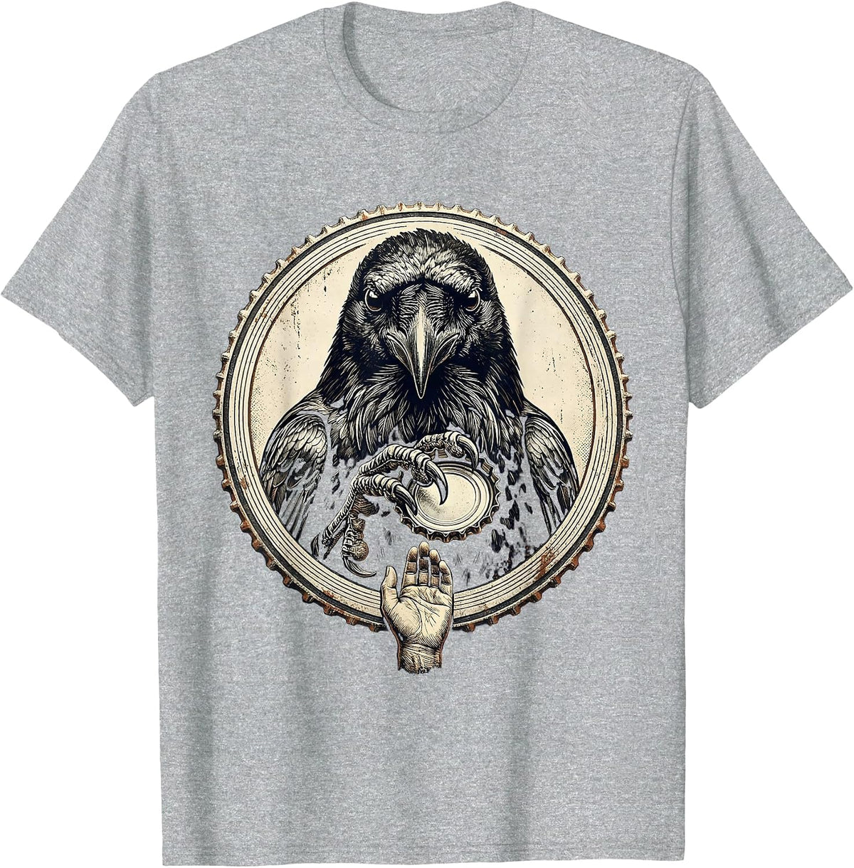 Men's Sealed Crow Vintage Gothic Crow Lover Humor T-Shirt - Heather Grey