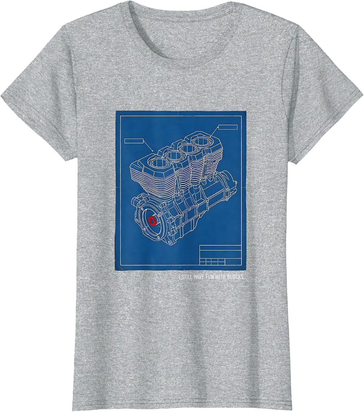 Women's I Still Have Fun With Blocks Technical Blueprint Mechanic T-Shirt - Heather Grey