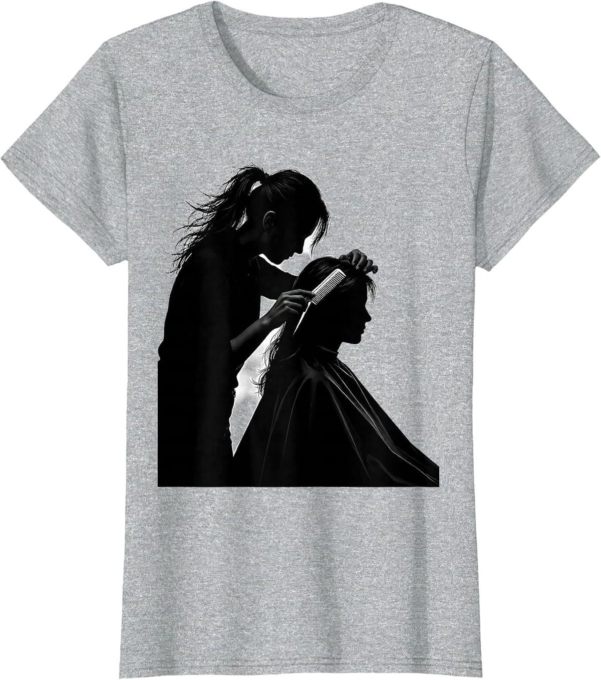 Women's Silhouette Barber Gift Hair Stylist Humor T-Shirt - Heather Grey