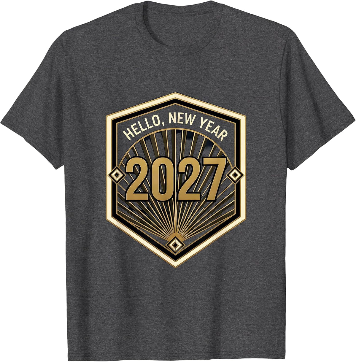 Men's Hello, New Year 2027 Art Deco Party Host Family Matching T-Shirt - Dark Heather Grey
