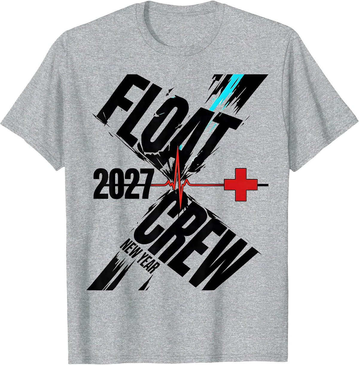 Men's FLOAT Crew New Year 2027 New Wave Nurse Crew New Years Eve T-Shirt - Heather Grey
