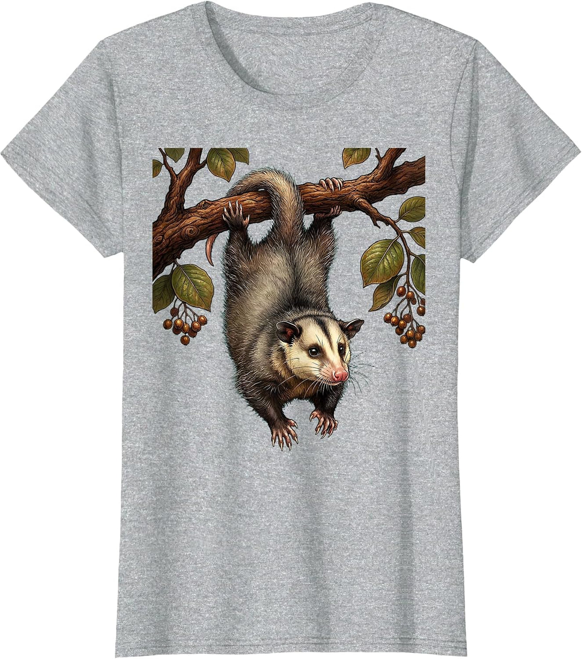 Opossum Hanging Upside Down From Branch T-Shirt - Heather Grey