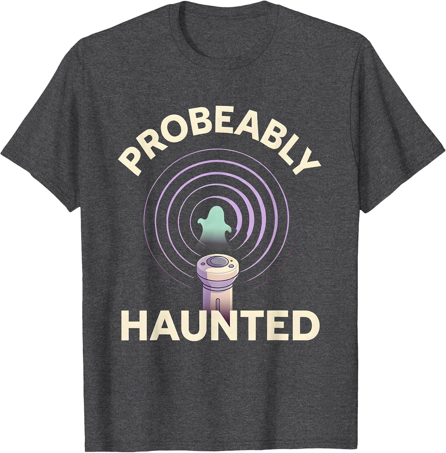 Men's Probeably Haunted Ultrasound Tech Halloween Radiology Humor T-Shirt - Dark Heather Grey