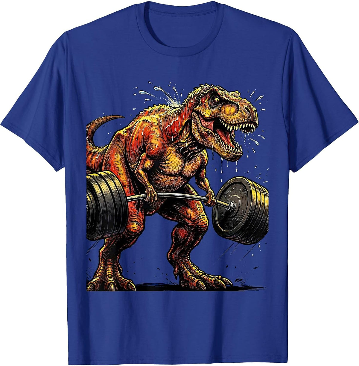 Funny T-Rex Tiny Arms Weightlifting Dinosaur T-Shirt - Royal Blue