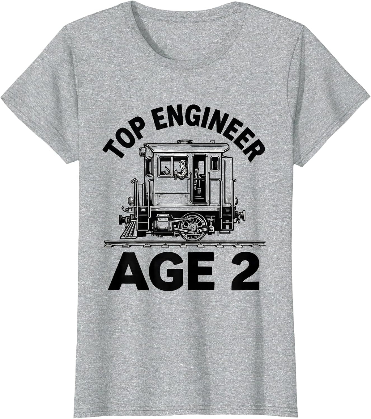 Women's Top Engineer Age 2 Boy Train Themed Birthday T-Shirt - Heather Grey