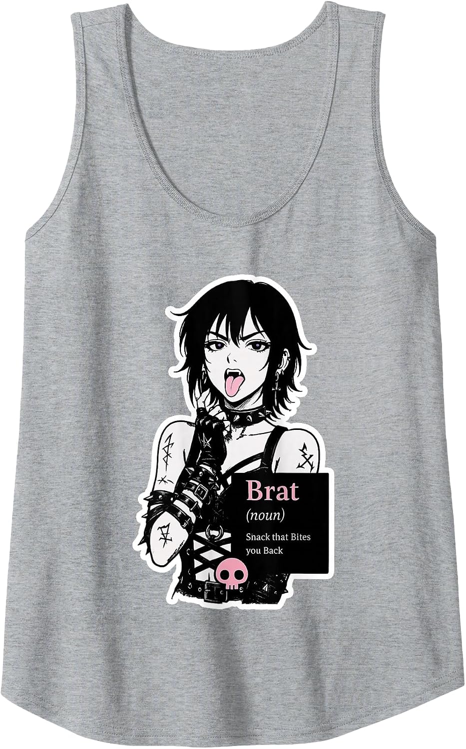 Brat Goth Girl Snack That Bites Back Alt Anime Punk Original Tank Top - Heather Grey