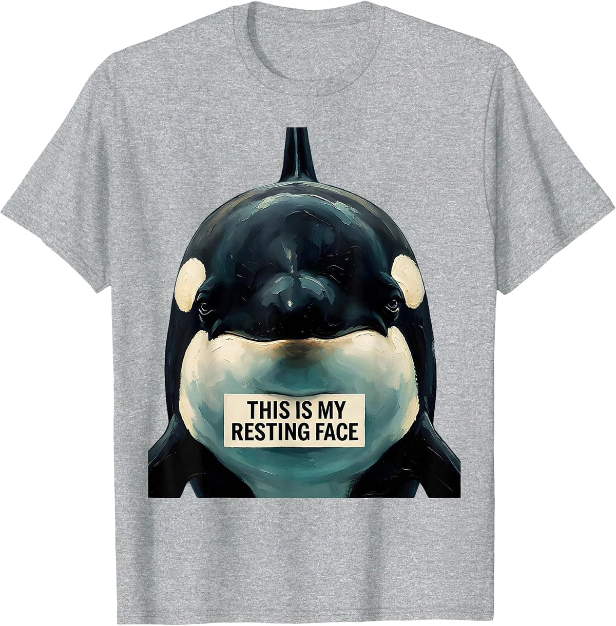 Men's This Is My Resting Face Funny Orca Whale Ocean Animal Lover T-Shirt - Heather Grey